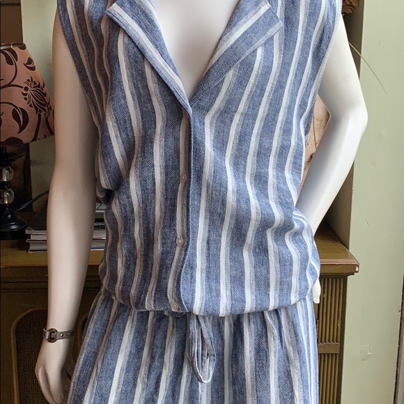 Loft Striped Button Drawstring Romper - Picture 4 of 9